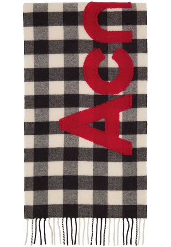 Acne Studios Gray & White Check Logo Scarf