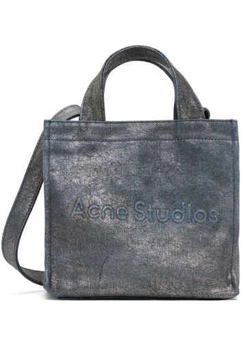 Acne Studios Silver & Blue Logo Mini Shoulder Tote