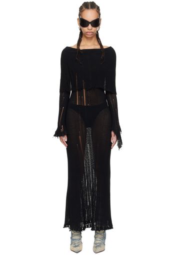 Acne Studios Black Distressed Maxi Dress