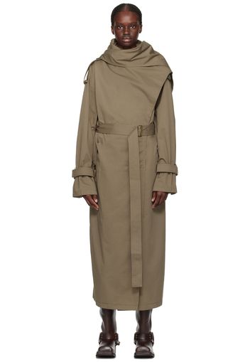 Acne Studios Beige Scarf Collar Trench Coat