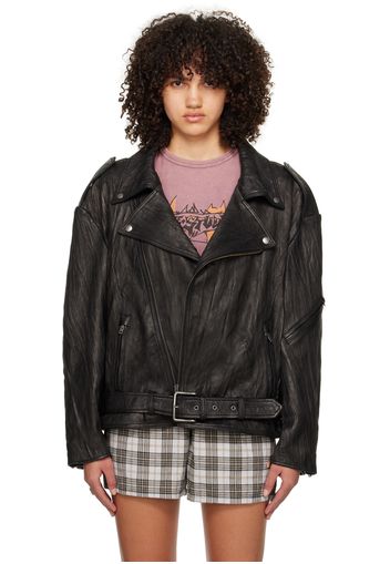 Acne Studios Black Crinkled Leather Jacket