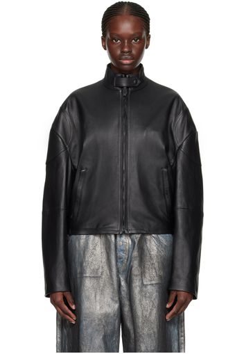 Acne Studios Black Dropped Shoulder Leather Jacket