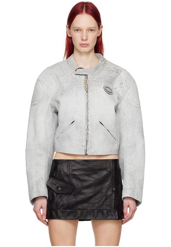 Acne Studios Gray Cracked Leather Jacket