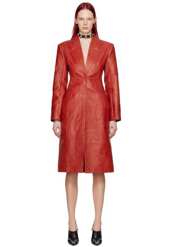 Acne Studios Red Pinched Seams Leather Coat