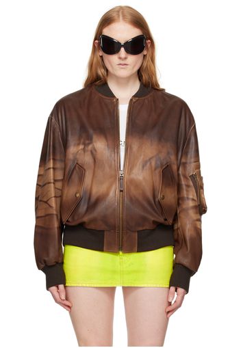 Acne Studios Brown Relaxed Fit Leather Bomber Jacket