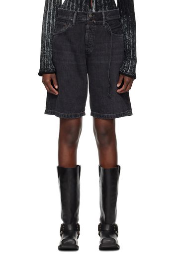 Acne Studios Black Cinch Denim Shorts