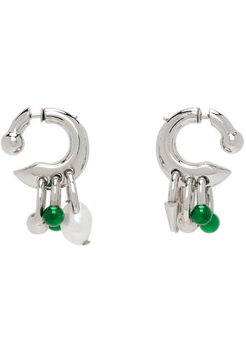 Acne Studios Silver & Green Multi Charm Earrings