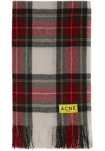 Acne Studios Red & Black Check Fringe Scarf