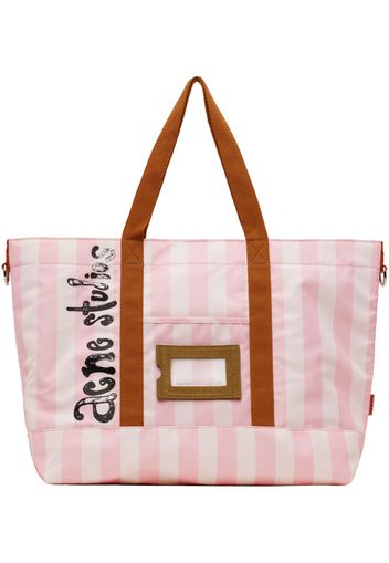 Acne Studios Pink & Off-White Striped Tote