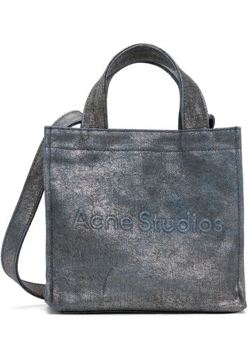 Acne Studios Silver & Blue Logo Mini Shoulder Tote