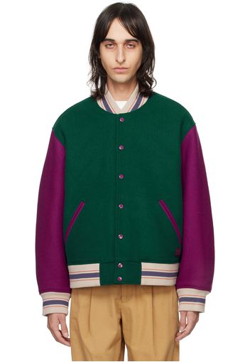 Acne Studios Green & Purple Striped Bomber Jacket