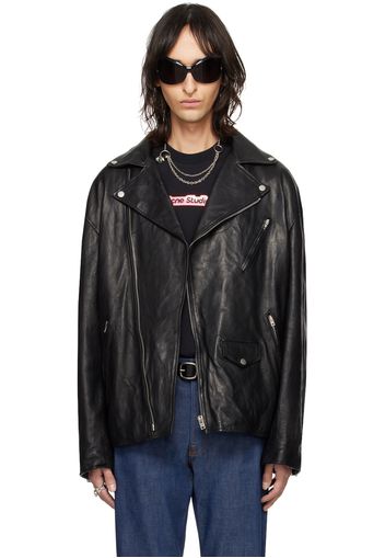 Acne Studios Black Distressed Leather Jacket