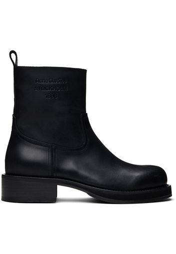 Acne Studios Black Leather Waxed Boots