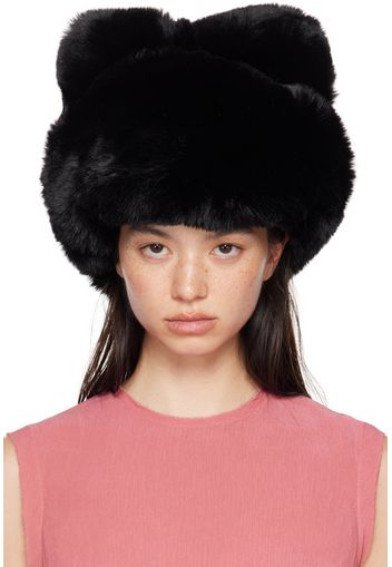 Acne Studios Black Fluffy Bow Faux-fur Hat