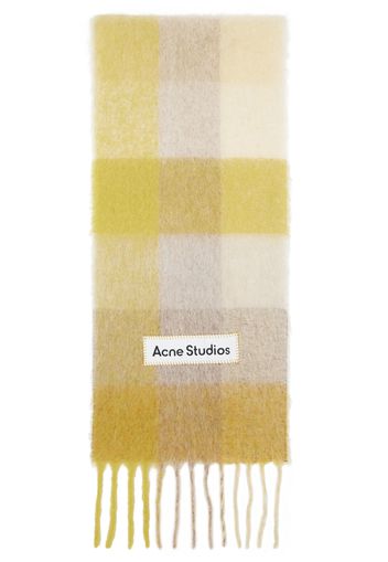 Acne Studios Yellow Mohair Checked Scarf