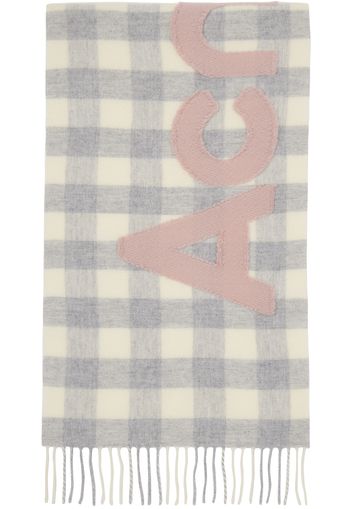 Acne Studios Gray & Gray Check Logo Scarf