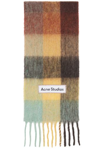 Acne Studios Brown & Yellow Mohair Checked Scarf