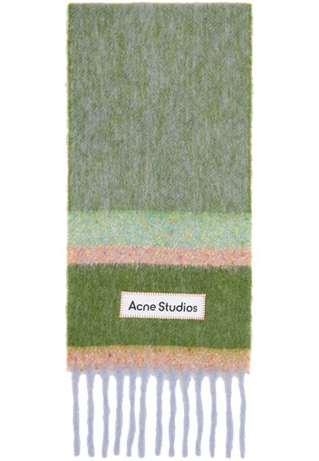 Acne Studios Green Fringed Logo Scarf