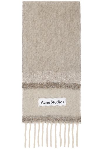 Acne Studios Brown Fringed Logo Scarf