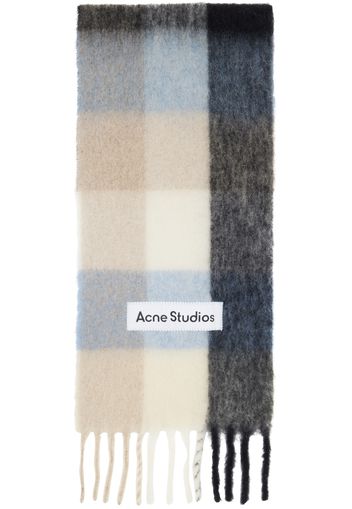 Acne Studios Blue & Beige Mohair Checked Scarf