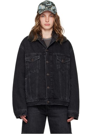 Acne Studios Black Sherpa Collar Denim Jacket