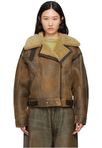 Acne Studios Brown Shearling Leather Jacket