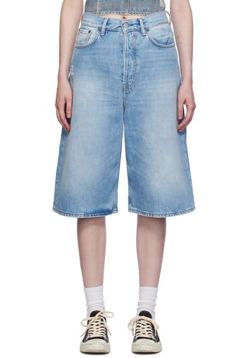 Acne Studios Blue Faded Denim Shorts