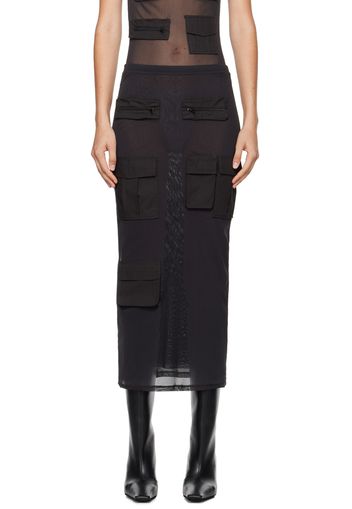 Acne Studios Black Cargo Mesh Maxi Skirt