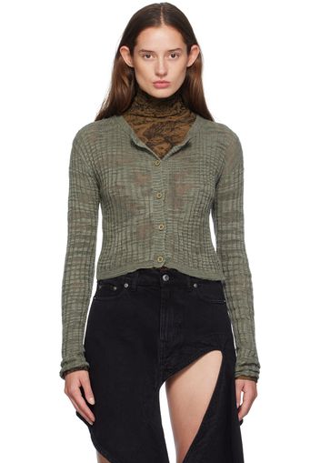 Acne Studios Green Wide Rib Cardigan