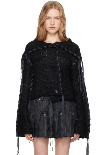 Acne Studios Black Lacing Knit Cardigan