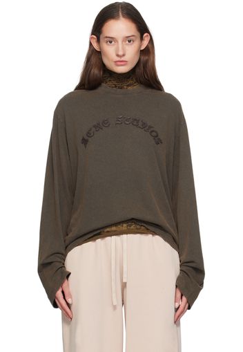 Acne Studios Khaki Logo Long Sleeve T-Shirt