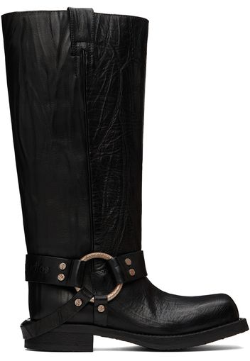 Acne Studios Black Leather Buckle Tall Boots