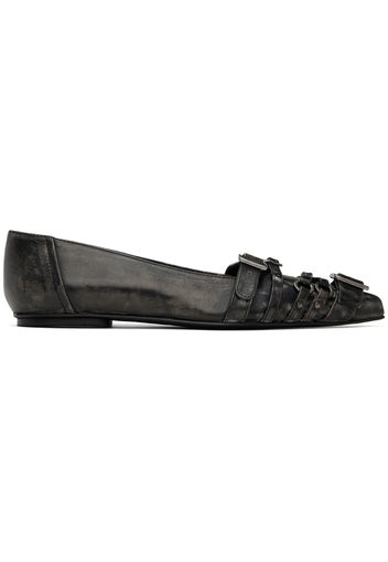 Acne Studios Black Pin-Buckle Ballerina Flats