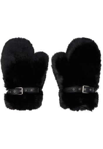 Acne Studios Black Fluffy Buckle Mittens