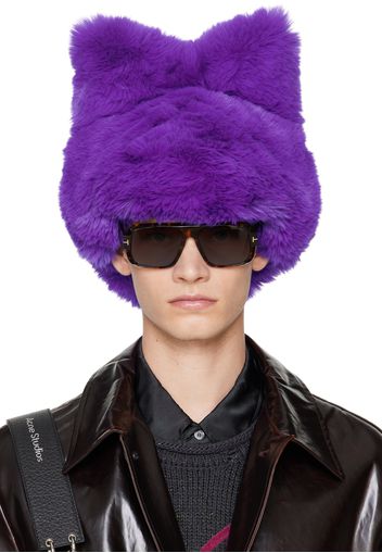 Acne Studios Purple Fluffy Bow Hat