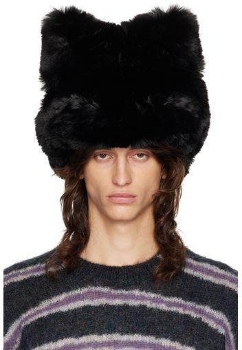 Acne Studios Black Fluffy Bow Hat