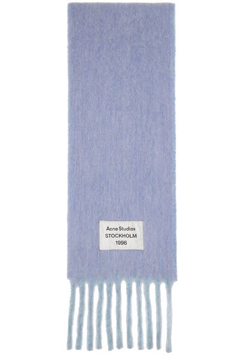 Acne Studios Blue & Purple Logo Label Fringed Scarf