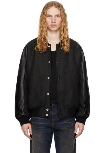 Acne Studios Black Wool & Leather Bomber Jacket