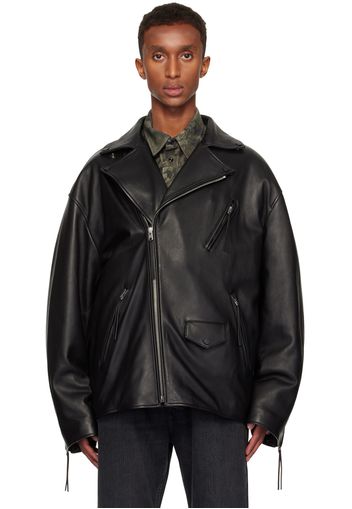 Acne Studios Black Waxy Nappa Leather Biker Jacket