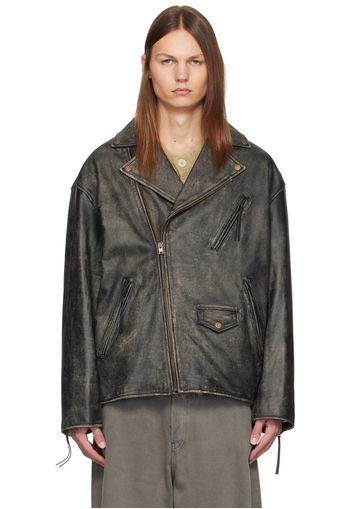 Acne Studios Black Faded Leather Jacket