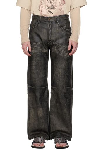 Acne Studios Black Faded Leather Pants