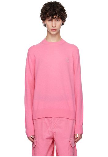 Acne Studios Pink Crystal-Cut Logo Sweater