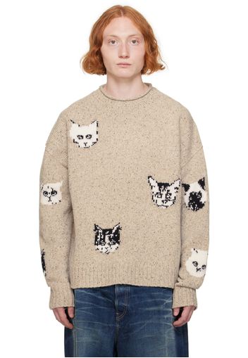 Acne Studios Beige Intarsia Graphic Sweater