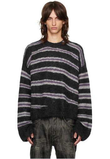 Acne Studios Gray & Purple Stripe Sweater