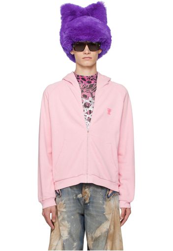 Acne Studios Pink Printed-Logo Hoodie