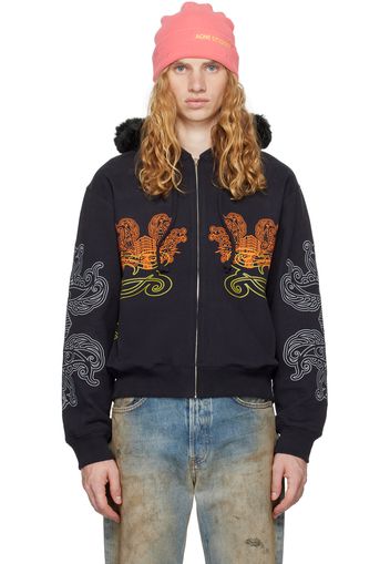 Acne Studios Black Printed Zip Hoodie