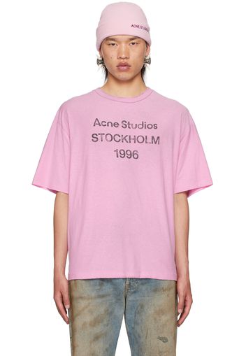 Acne Studios Pink Printed Logo T-Shirt