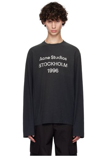 Acne Studios Black Printed Logo Long Sleeve T-shirt