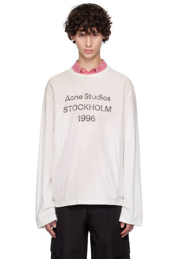 Acne Studios White Printed Logo Long Sleeve T-Shirt