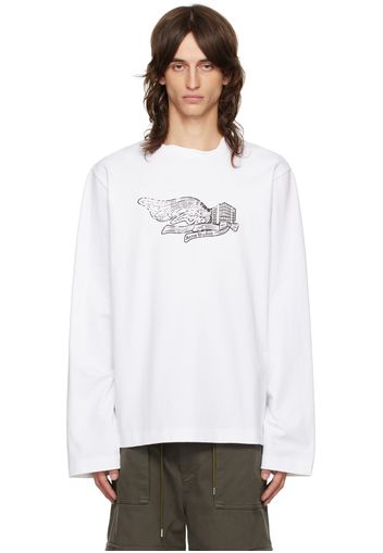 Acne Studios White Printed-Logo Long Sleeve T-Shirt